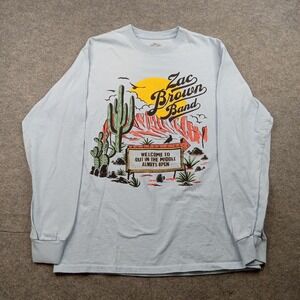 Zac Brown Band Shirt Mens Medium Blue Long Sleeve Out In The Middle Tour 2022